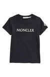 Moncler Babies' Kids' Embroidered Logo Stretch Cotton T-shirt In Blue Navy