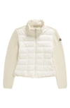 Moncler Kids' Padded Wool Zip-up Cardigan In White