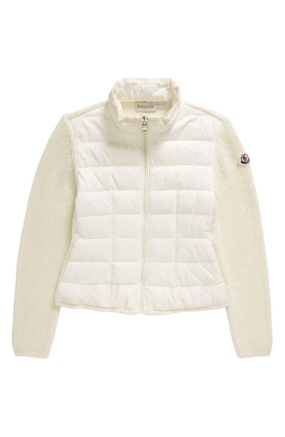 Moncler Kids' Padded Wool Zip-up Cardigan In White