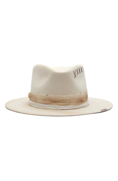 Modern Monarchie Distressed Wool Fedora In Off White