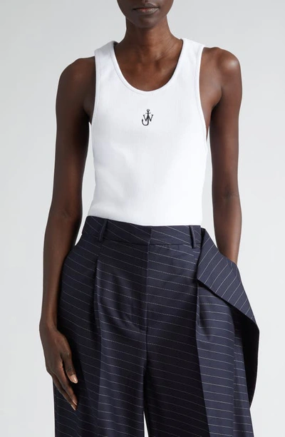 Jw Anderson Anchor Logo Embroidered Tank In White