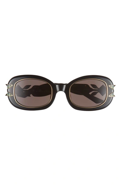 Casablanca Laurel Oval Sunglasses In Black / Gold / Laurel / Grey
