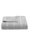 Calvin Klein Waffle Weave Stripe Cotton Blanket In Grey
