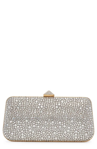 Valentino Carry Secrets Crystal-embellished Suede Clutch In V3v Crystal/ Crystal