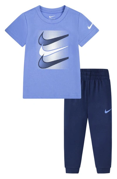 Nike Kids' Swoosh T-shirt & Joggers Set In Midnight Navy