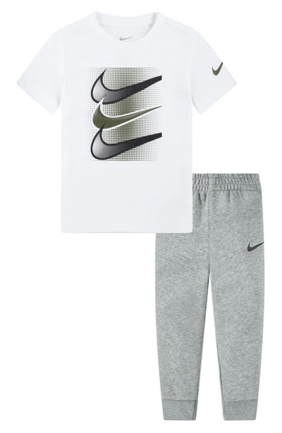 Nike Kids' Swoosh T-shirt & Joggers Set In Dark Grey Heather
