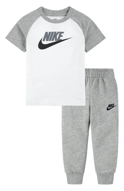 Nike Kids' Futura Raglan T-shirt & Joggers Set In Dark Grey Heather