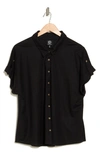 Bobeau Short Sleeve Button-up Shirt In Black