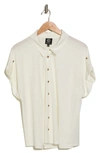 Bobeau Short Sleeve Button-up Shirt In White
