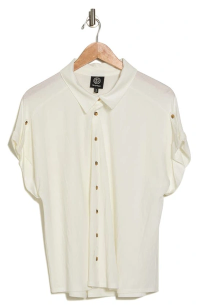 Bobeau Short Sleeve Button-up Shirt In White