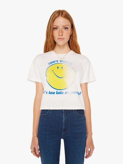 Mother The Grab Bag Crop T-shirt Don't Worry T-shirt In White, Size Large