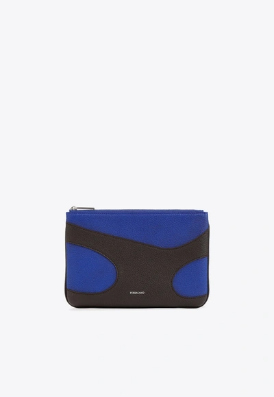 Ferragamo Cut-out Leather Pouch In Brown