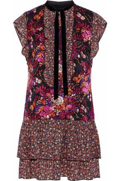 Anna Sui Woman Ruffled Floral-print Jacquard And Chiffon Mini Dress Multicolor