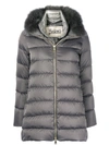 Herno Fox Fur-trimmed Padded Coat - Grey