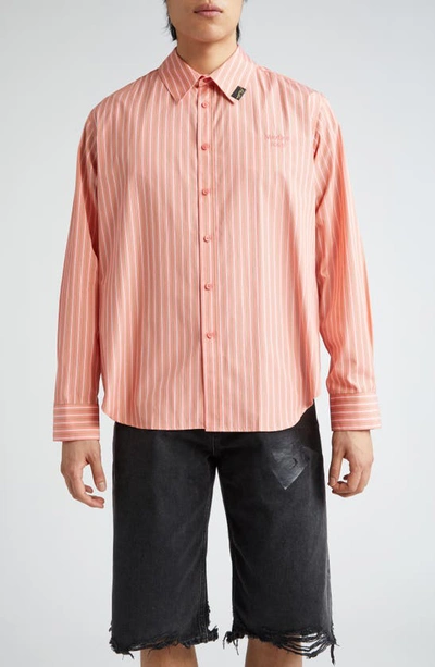 Martine Rose Classic Shirt In Pnkgrs Pinkgreen Stripe