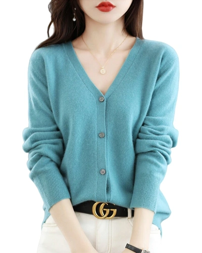 Asne Wool Cardigan In Blue