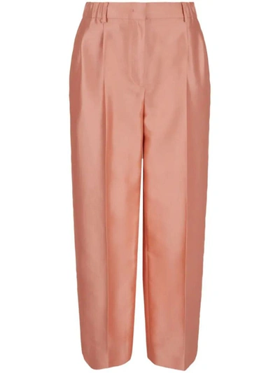 Giorgio Armani High-waisted Cropped Silk Trousers In Pink & Purple