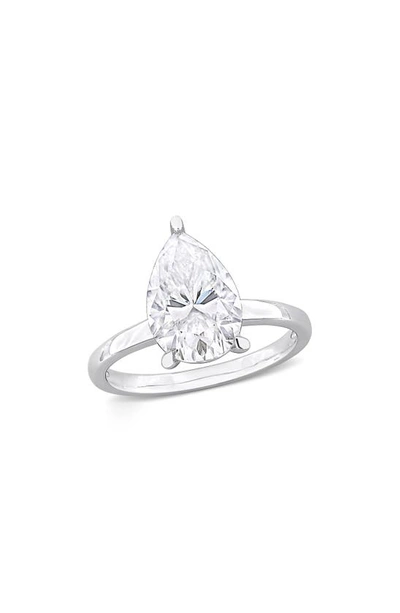 Delmar Pear Cut Moissanite Ring In White Silver