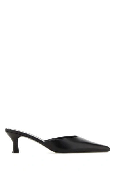 The Row Cybil Leather Mules In Black