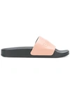 Balmain Leather And Rubber Calypso Slides In Powder|rosa