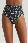 Meundies Feelfree High Waist Briefs In Electric Hearts