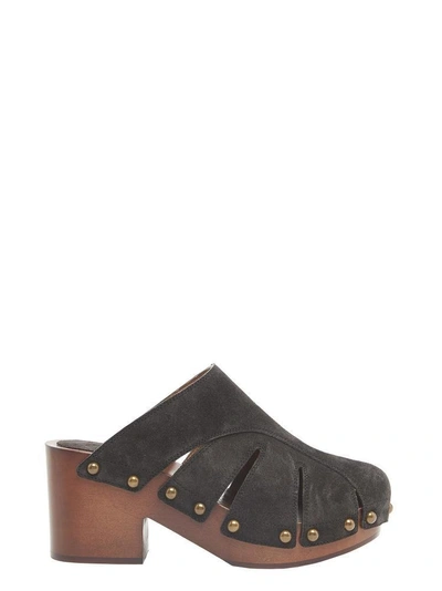 Chloé Quinty Wooden Clogs In Black