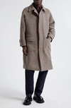 Drake's Houndstooth Virgin Wool Overcoat In Black/ Ecru