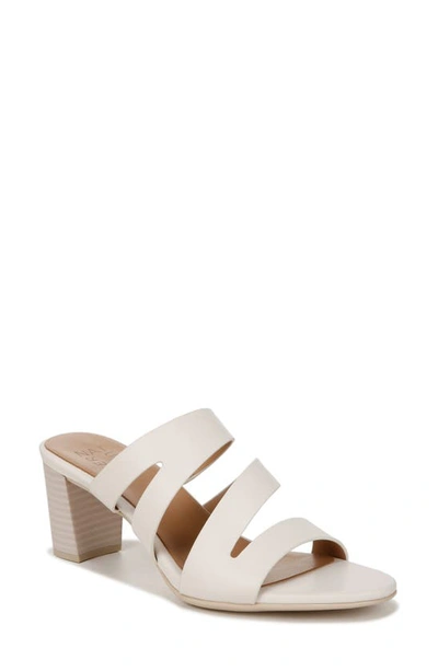 Naturalizer Beaming Block Heel Slide Sandal In Warm White Smooth Faux Leather