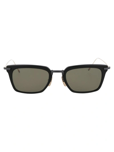 Thom Browne Sunglasses In 01 Black - Black Iron - White Gold Temples W/ G-15