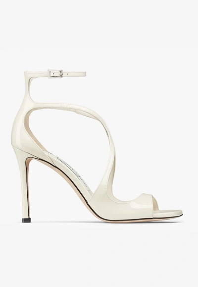 Jimmy Choo Azia 95 Patent Leather Sandals In White