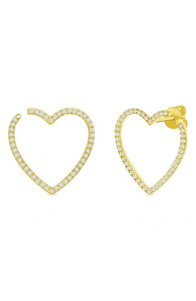 Ron Hami 14k Yellow Gold Pavé Diamond Heart Earrings