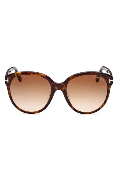 Tom Ford 58mm Round Sunglasses In Brown