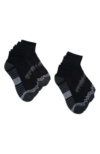 Rainforest 8-pack Half Cushioned Quarter Socks In Black/ Charcoal/ Grey Multi