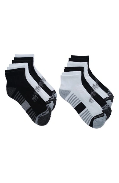 Rainforest 8-pack Half Cushioned Quarter Socks In White/ Black Multi