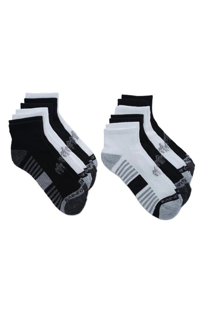 Rainforest 8-pack Half Cushioned Quarter Socks In White/ Black/ Charcoal Multi