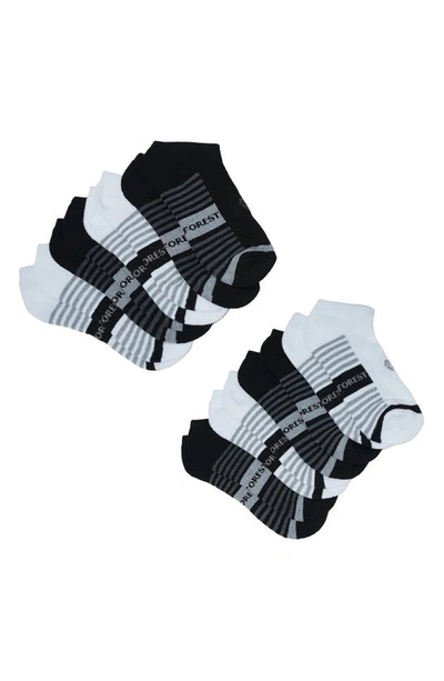 Rainforest 8-pack Half Cushioned Low-cut Socks In White/ Black Multi