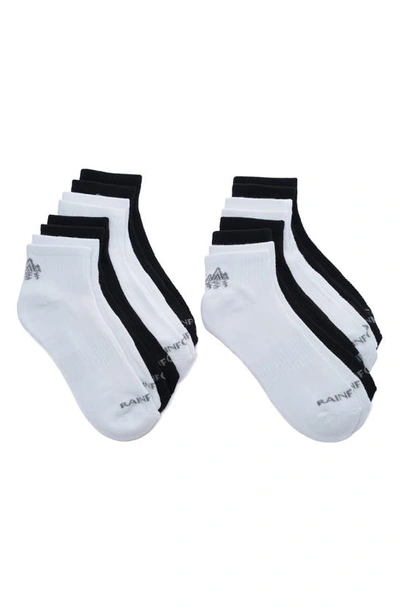 Rainforest 8-pack Half Cushioned Quarter Socks In White/ Black Multi