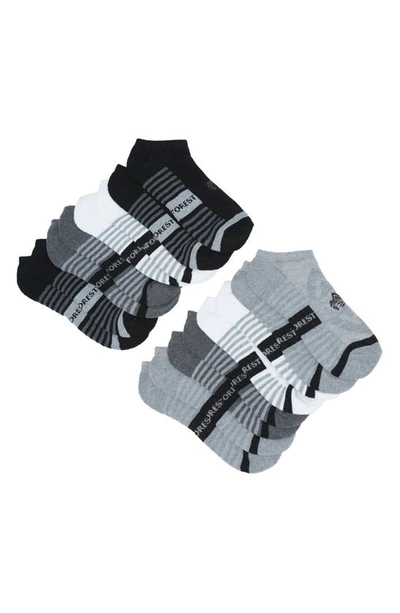 Rainforest 8-pack Half Cushioned Low-cut Socks In Grey/ Charcoal/ White Multi