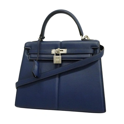Hermes Kelly 25 Leather Handbag () In Blue