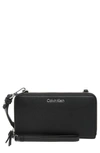 Calvin Klein Marble Crossbody Bag In Black/ Silver