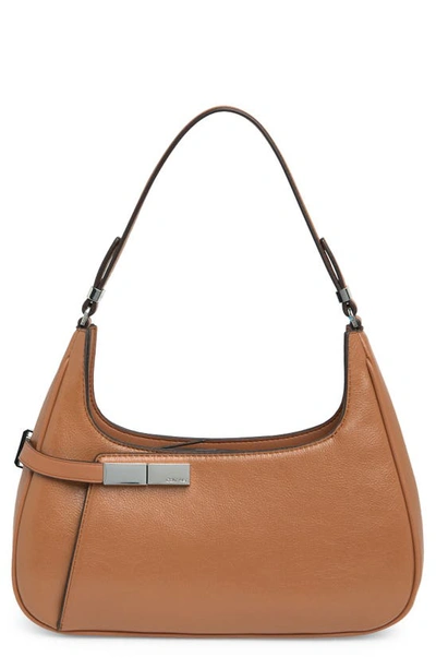 Calvin Klein Becky Waxed Shoulder Bag In Brown