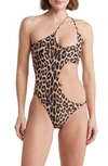 Good American Miami Cutout One-piece Swimsuit In Good Leopard