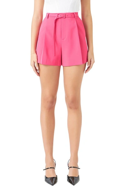 Endless Rose Belted High Waist Shorts In Fuchsia