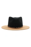 Modern Monarchie Colorblock Wool Fedora In Black/ Camel