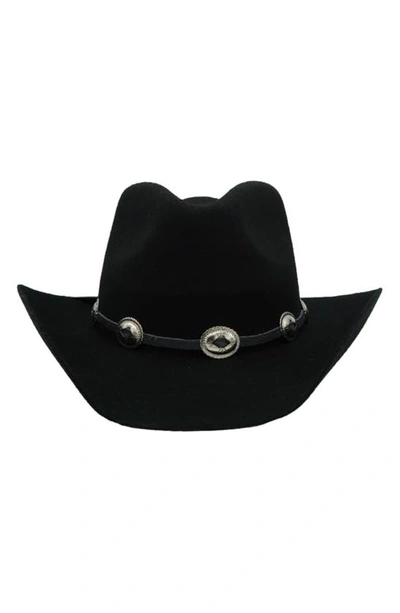 Modern Monarchie Texan Buckle Trim Wool Cowboy Hat In Black