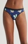 Meundies Print Seamless Thong In Mint To Be
