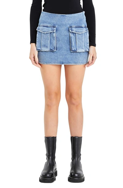 Grey Lab Cargo Pocket Denim Miniskirt In Blue