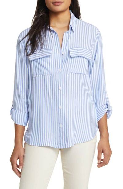 BEACHLUNCHLOUNGE FARRAH STRIPE BUTTON-UP SHIRT 