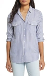Beachlunchlounge Finley Stripe Button-up Shirt In Majestic Blue