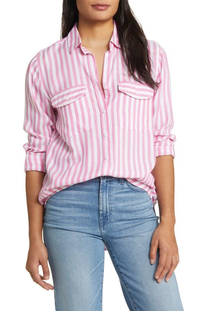 Beachlunchlounge Finley Stripe Button-up Shirt In Pure Pink
